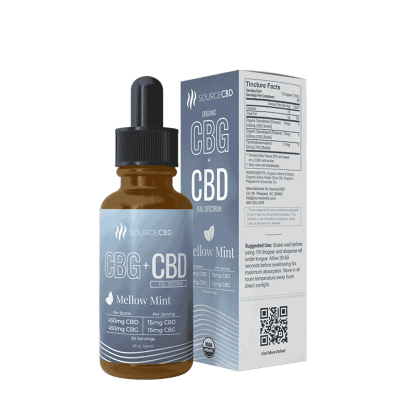 organic cbd cbg tincture mellow mint 900 mg coastal hemp co